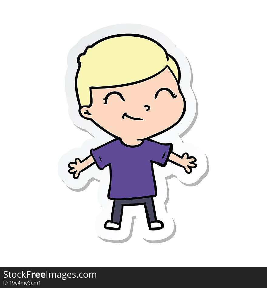 sticker of a cartoon boy smiling