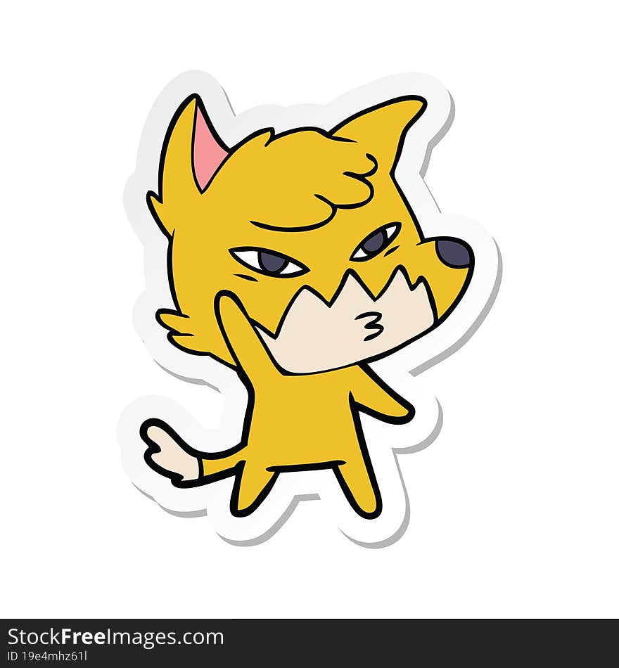 sticker of a clever cartoon fox