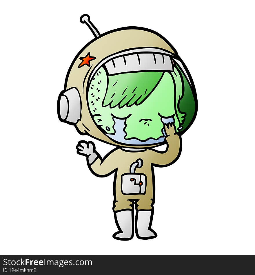 cartoon crying astronaut girl. cartoon crying astronaut girl