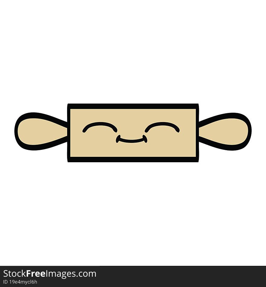 cute cartoon of a rolling pin. cute cartoon of a rolling pin