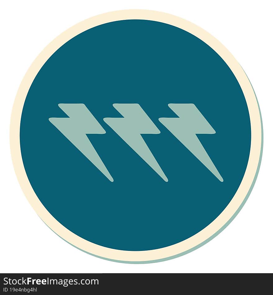 tattoo style sticker of lightning  bolts