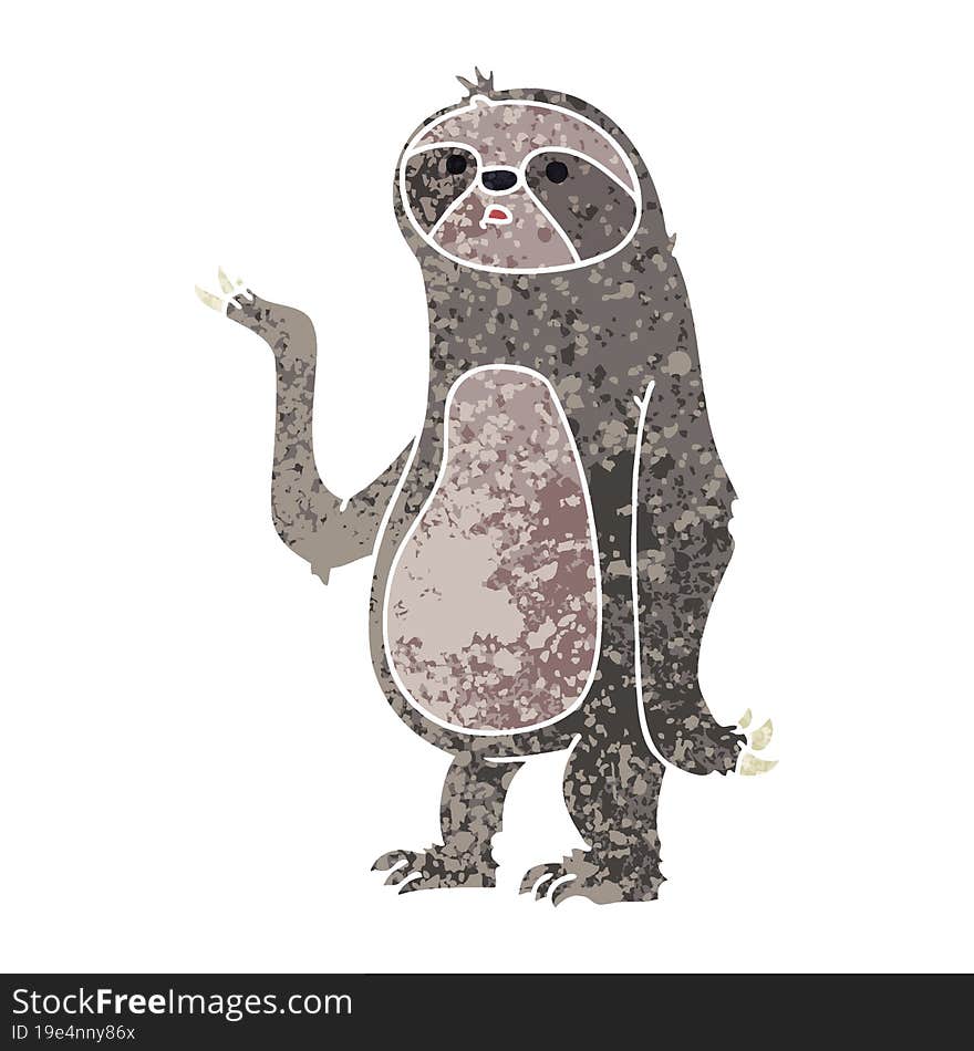 quirky retro illustration style cartoon sloth