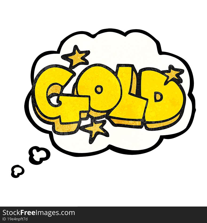 thought bubble textured cartoon word gold