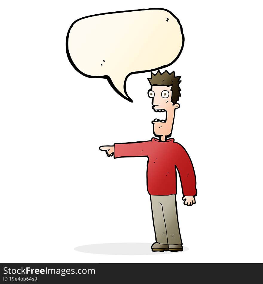 cartoon terrified man with speech bubble