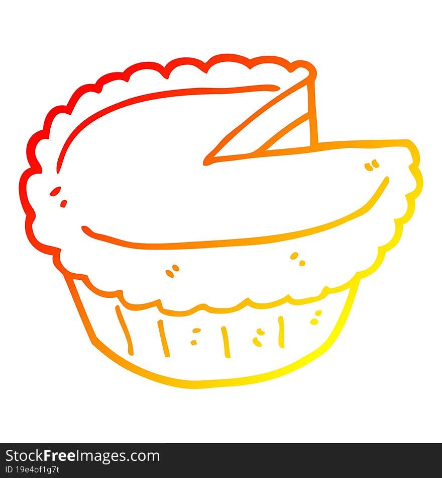 warm gradient line drawing cartoon pie