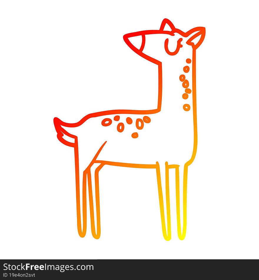 warm gradient line drawing cartoon deer