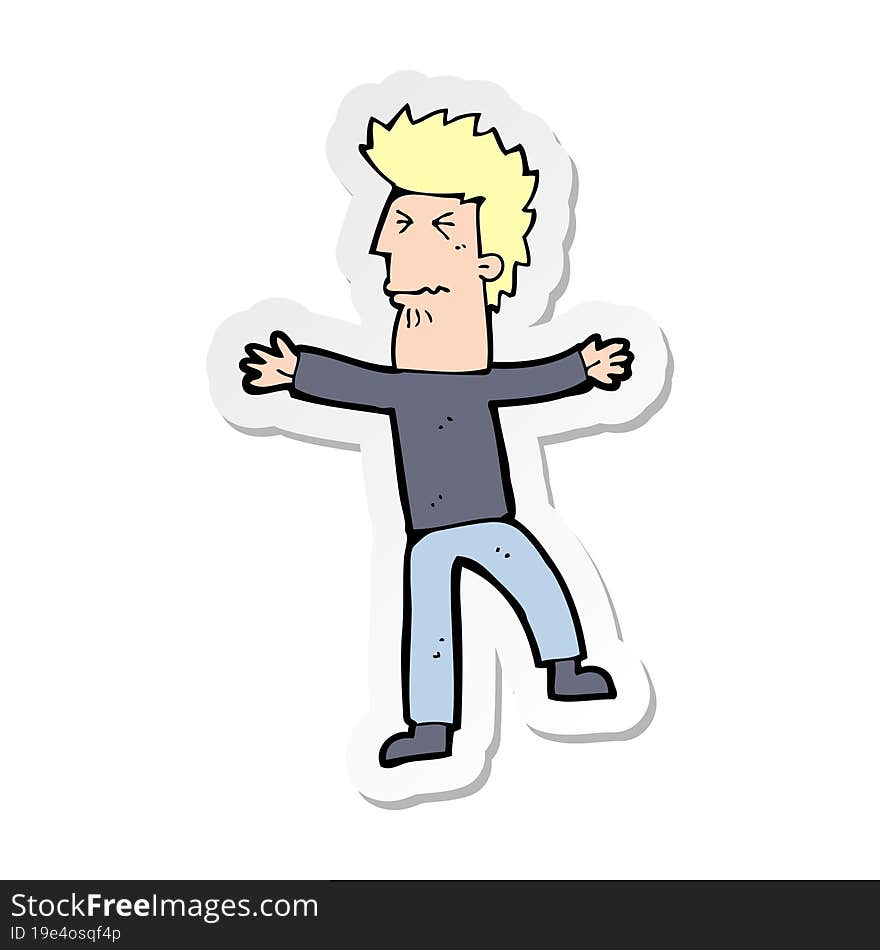 sticker of a cartoon stressed man