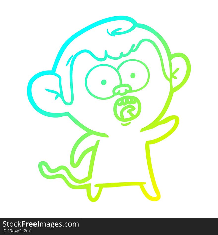 cold gradient line drawing cartoon shocked monkey