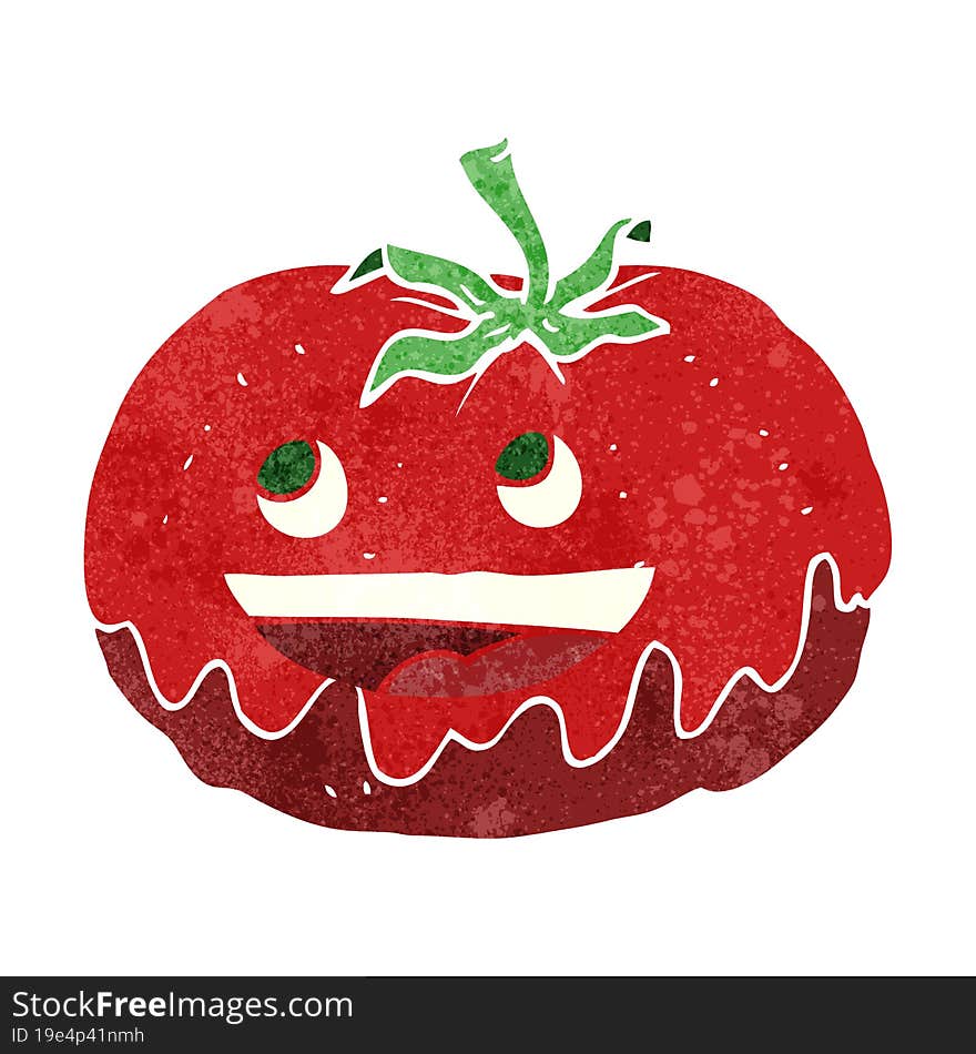 freehand drawn retro cartoon tomato