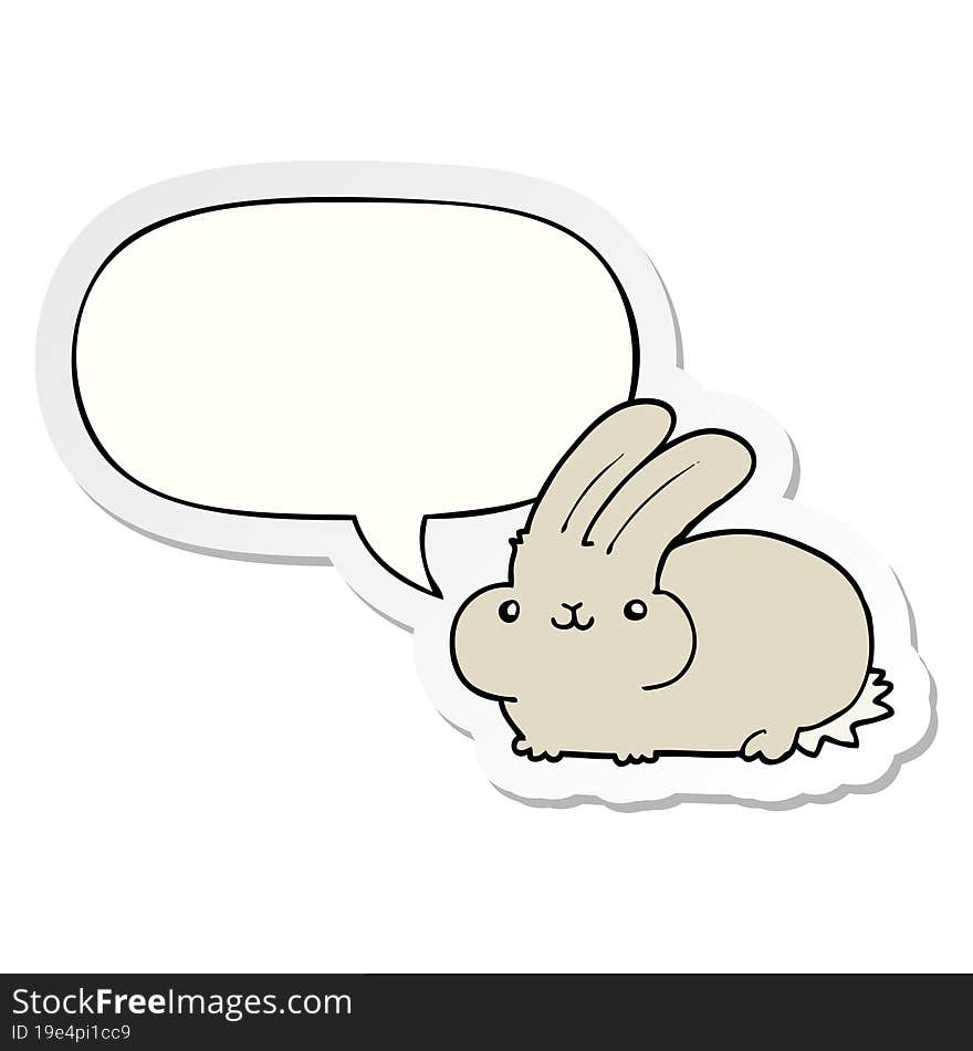 cartoon rabbit with speech bubble sticker. cartoon rabbit with speech bubble sticker