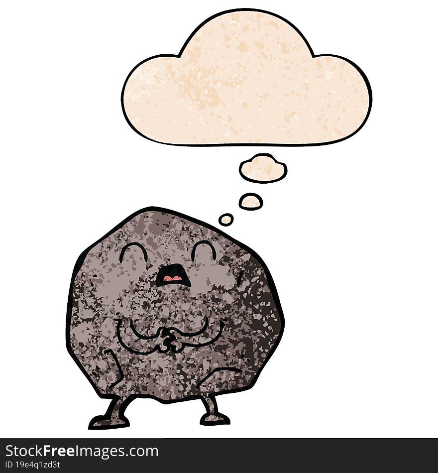 cartoon rock with thought bubble in grunge texture style. cartoon rock with thought bubble in grunge texture style