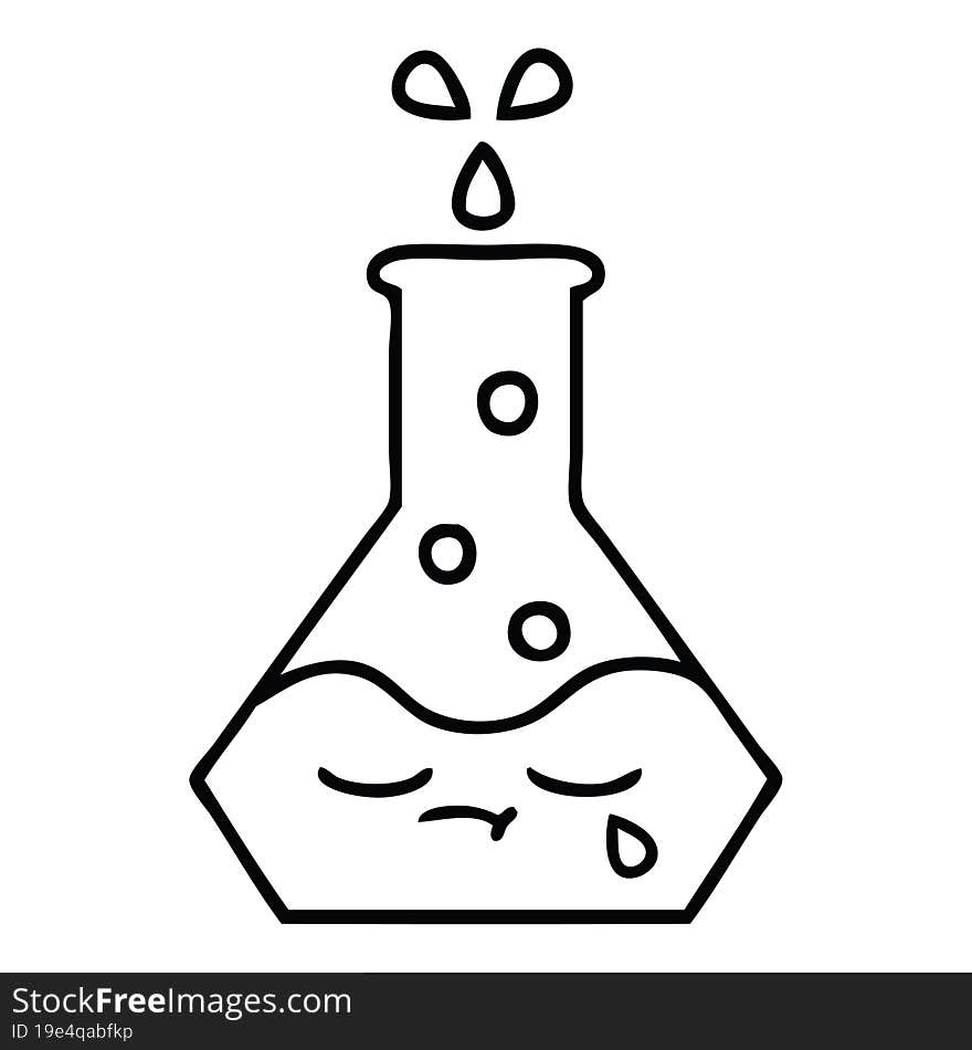 Line Drawing Cartoon Science Beaker