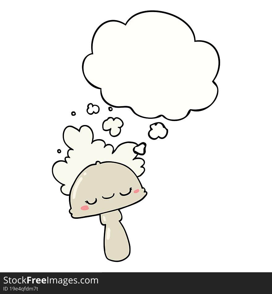 cartoon mushroom with spoor cloud and thought bubble