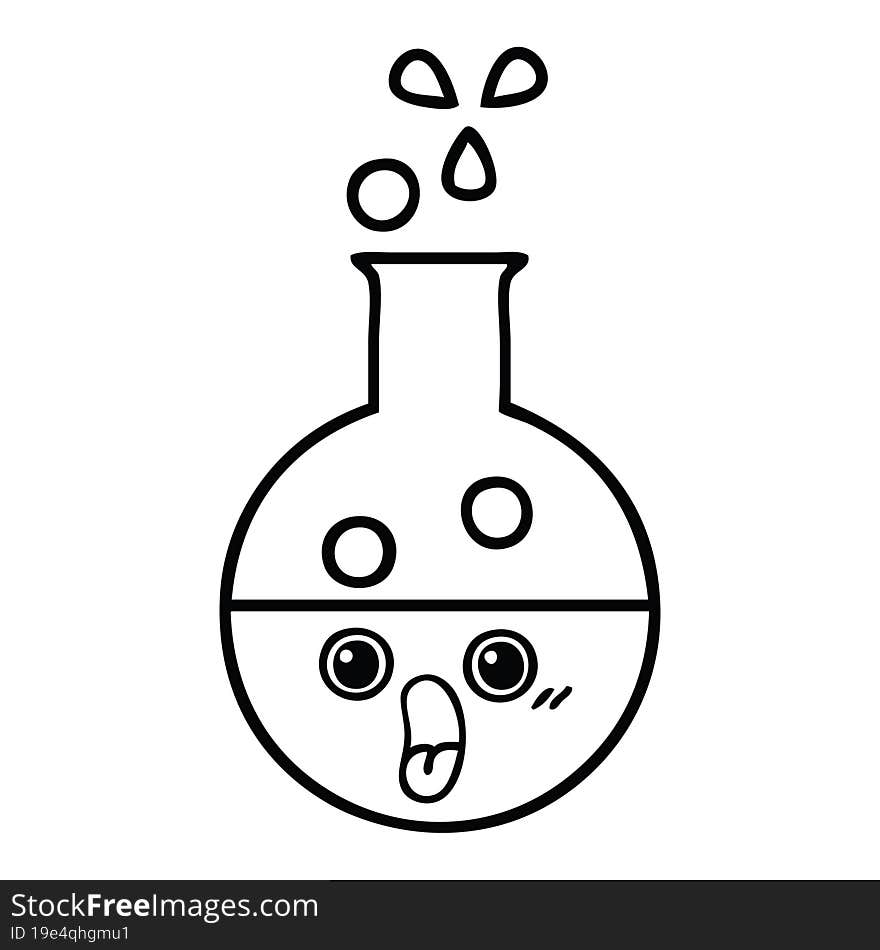 Line Drawing Cartoon Test Tube