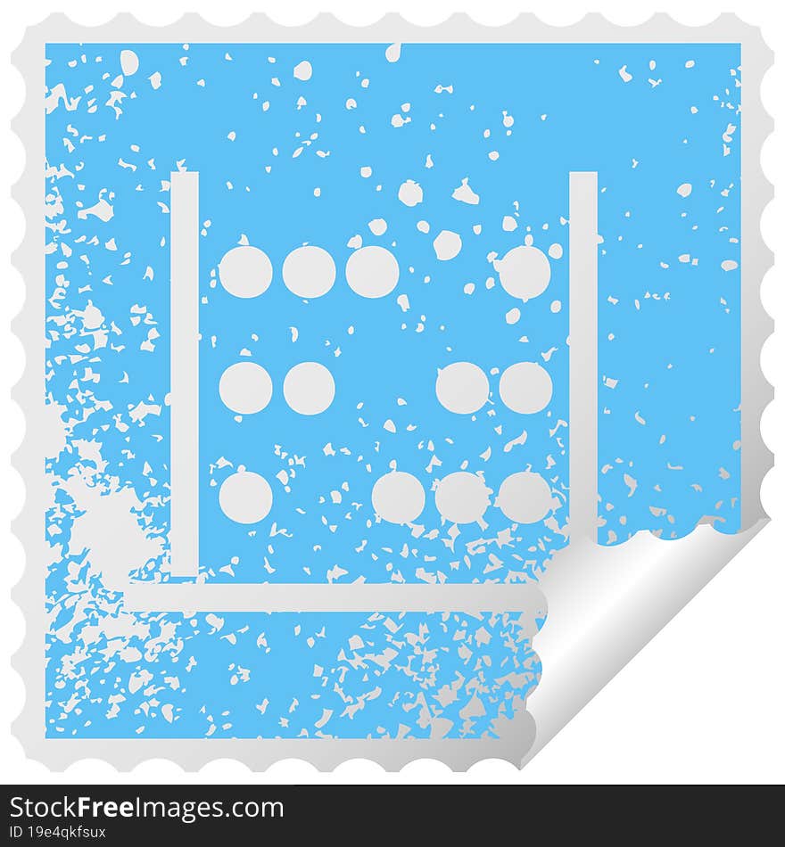 distressed square peeling sticker symbol of a maths abacus