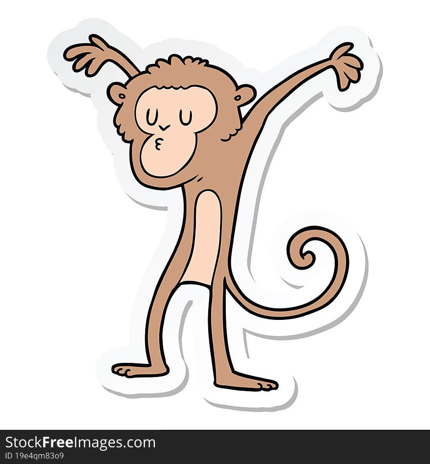 Sticker Of A Cartoon Monkey