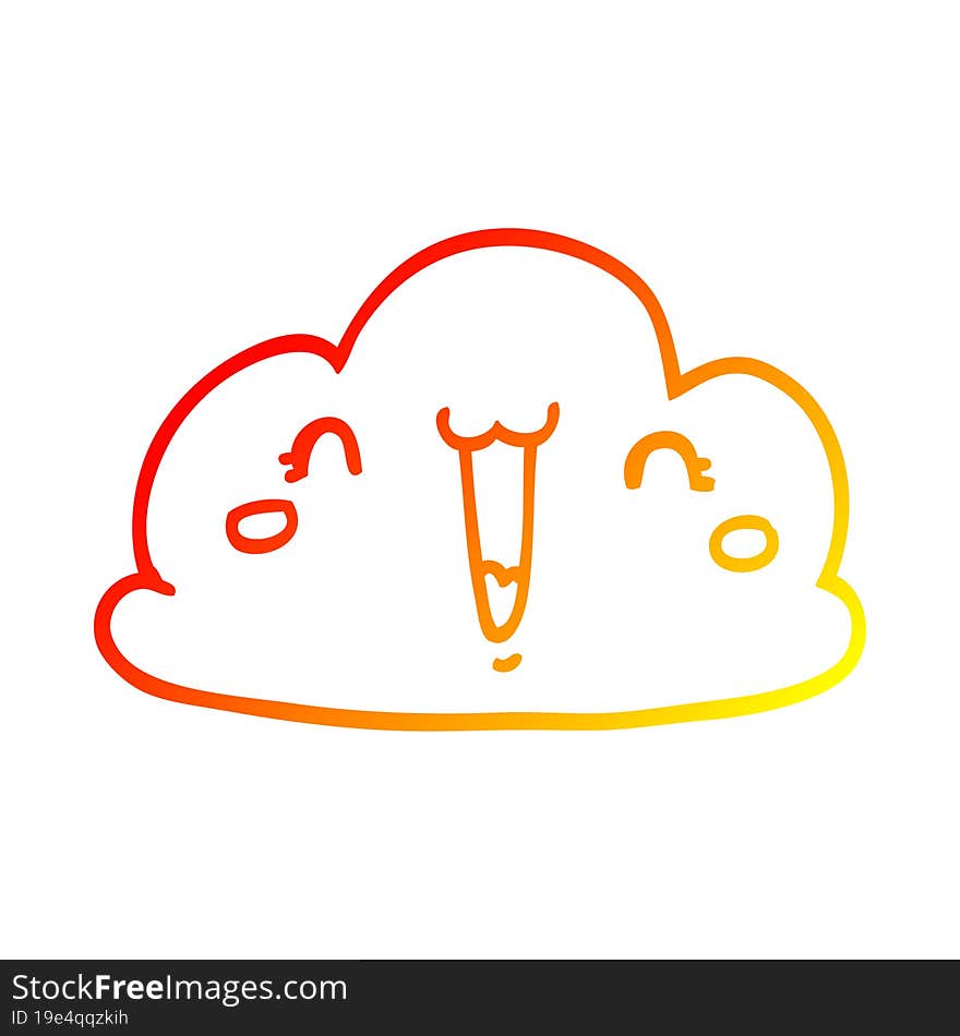 warm gradient line drawing cartoon cloud