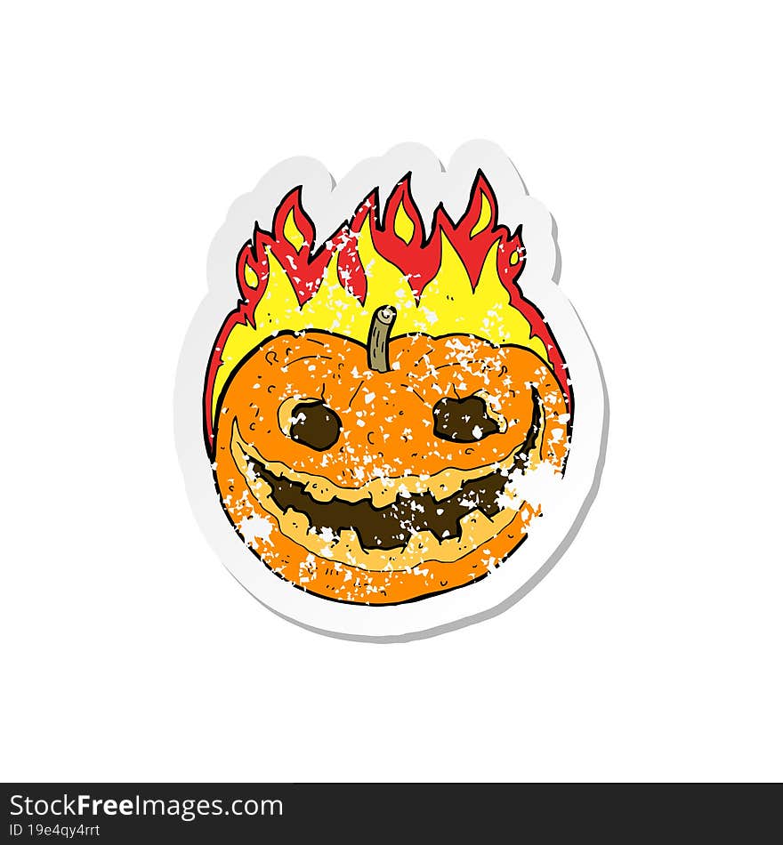 retro distressed sticker of a cartoon spooky pumpkin