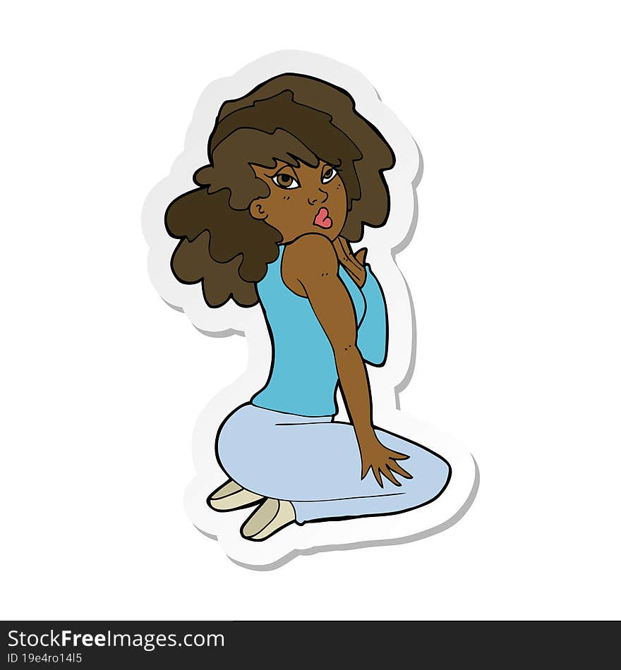 sticker of a cartoon woman posing