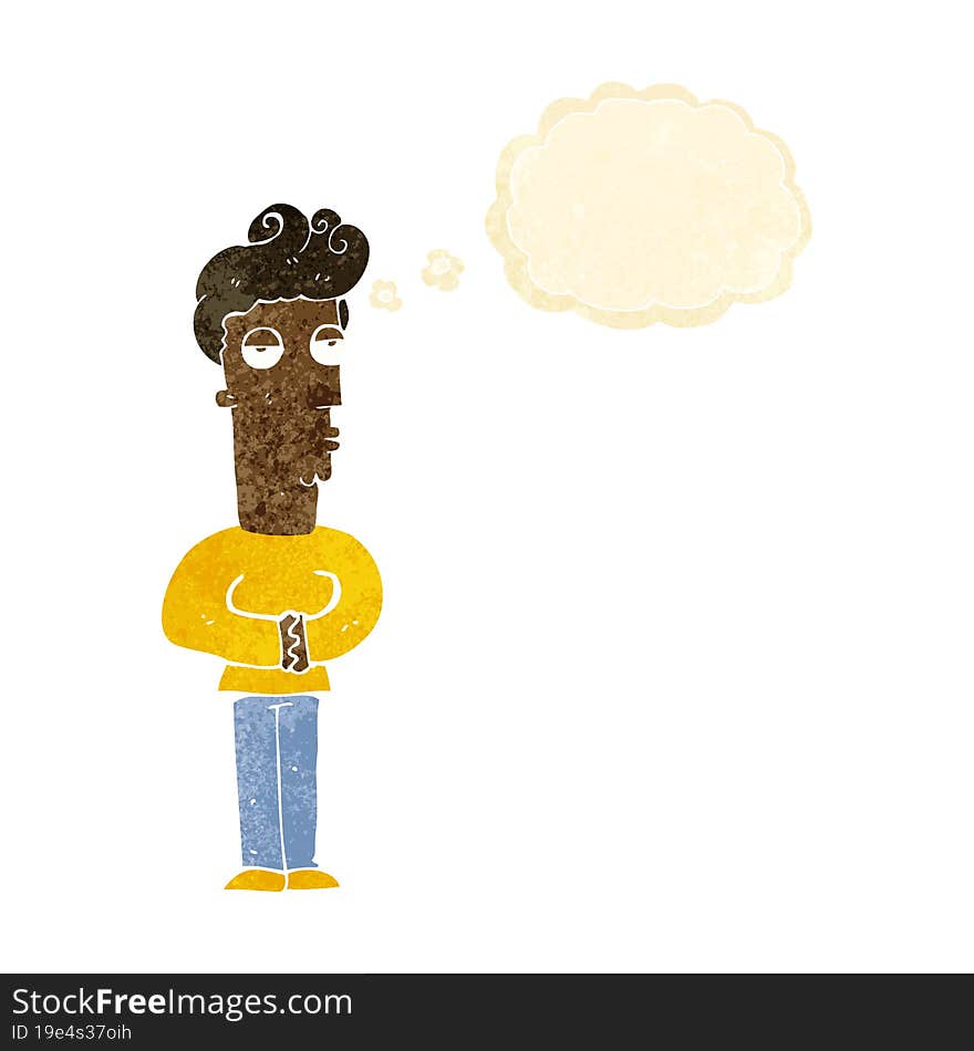 Cartoon Jaded Man With Thought Bubble