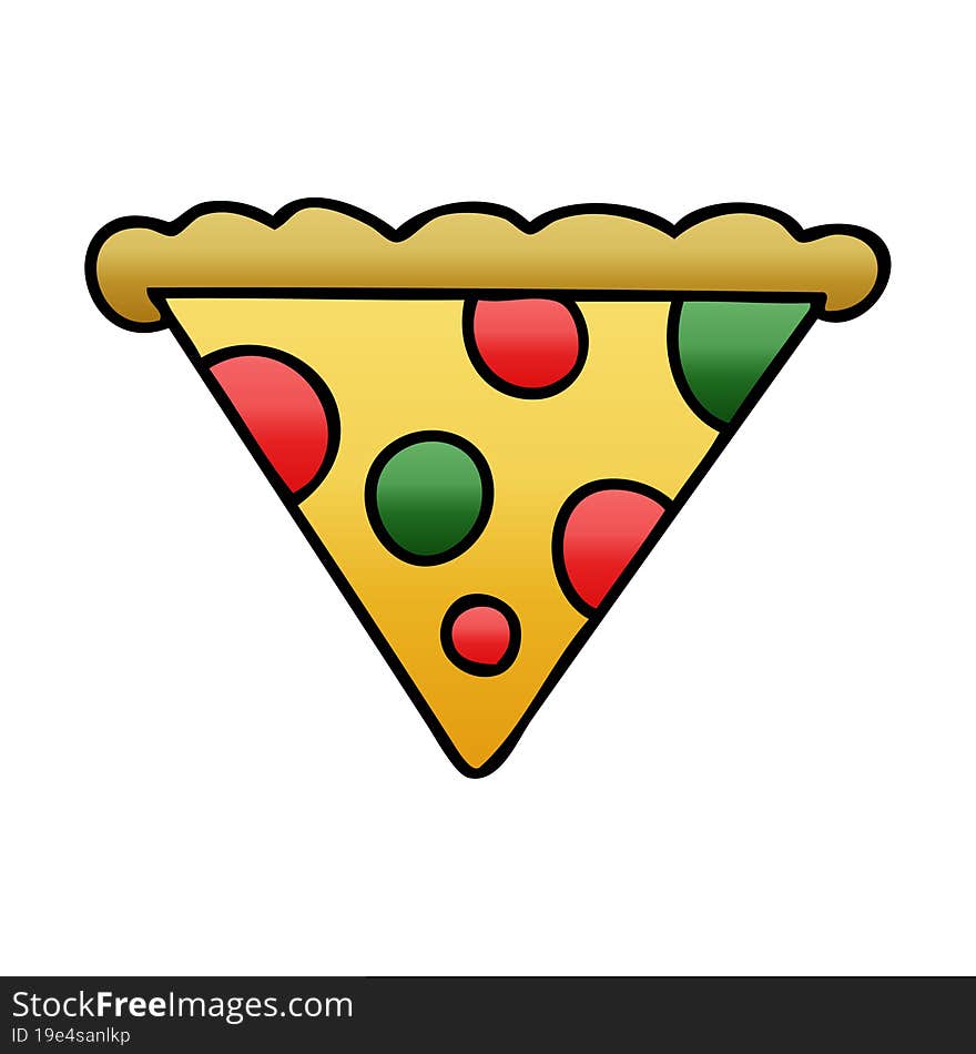 quirky gradient shaded cartoon slice of pizza