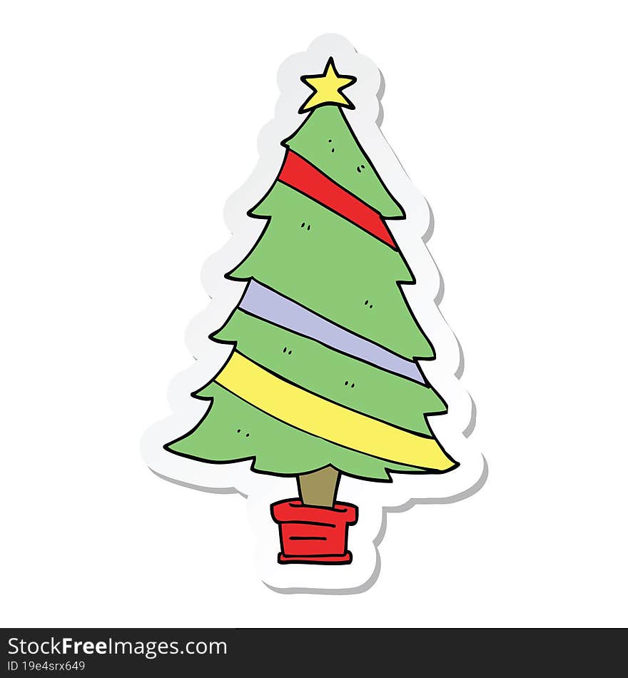 sticker of a cartoon christmas tree