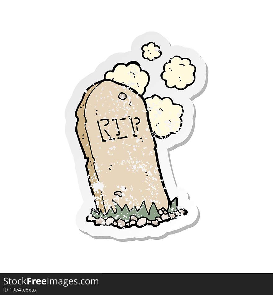 retro distressed sticker of a cartoon spooky grave