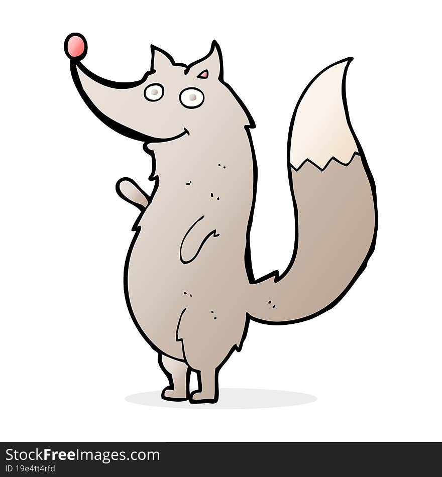 cartoon waving wolf