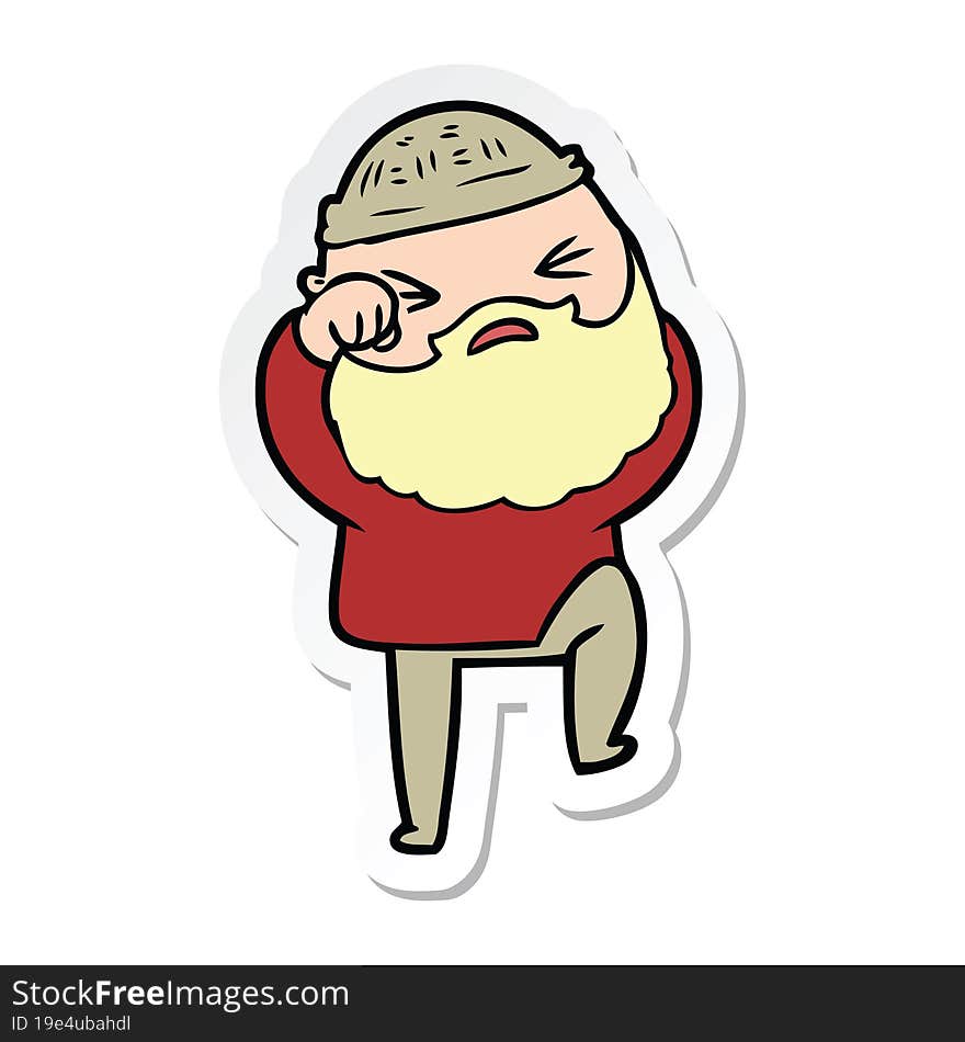 sticker of a cartoon man with beard