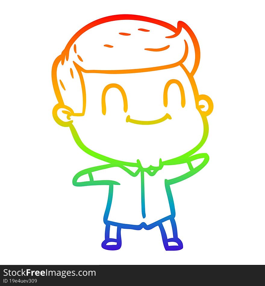 Rainbow Gradient Line Drawing Cartoon Friendly Man