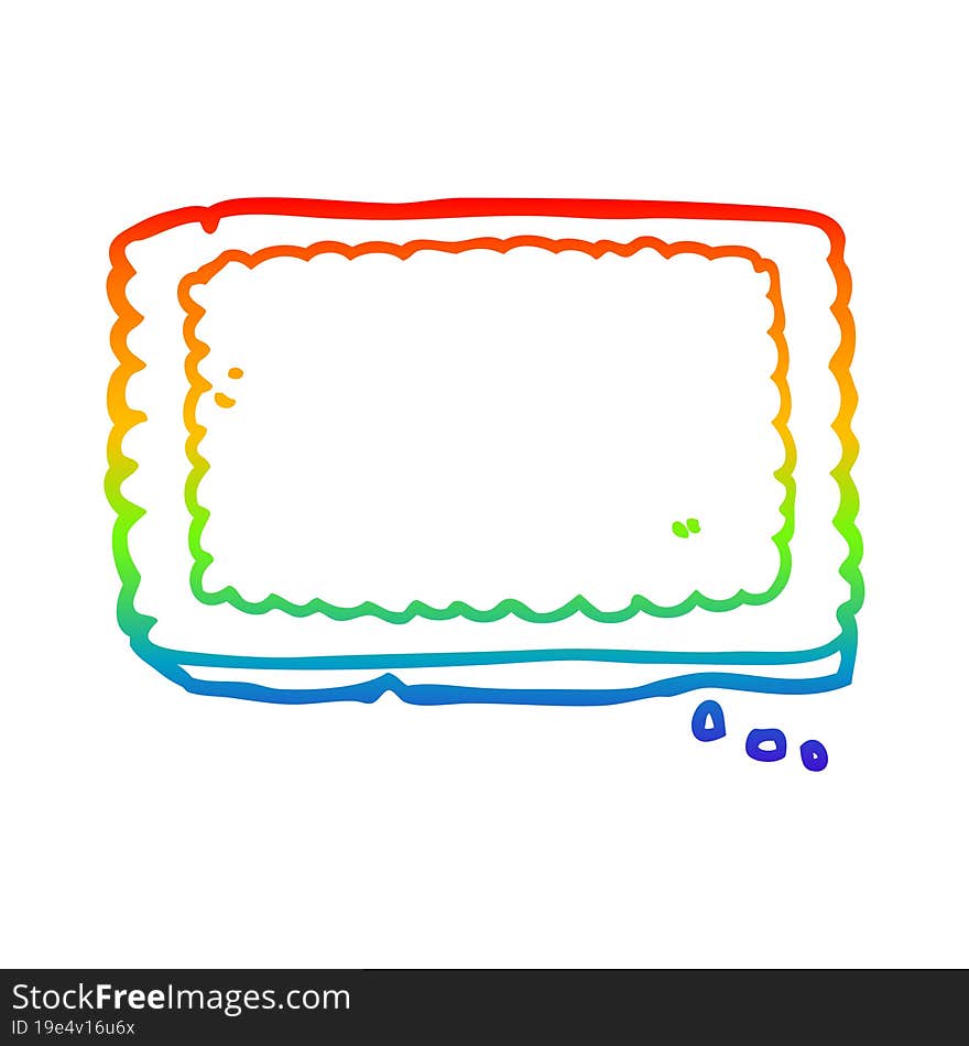 Rainbow Gradient Line Drawing Cartoon Biscuit