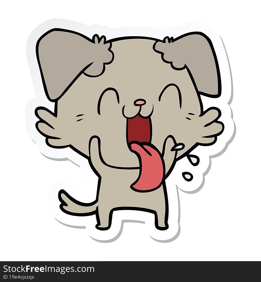 Sticker Of A Cartoon Panting Dog