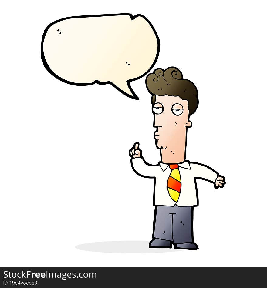 Cartoon Bored Man Asking Question With Speech Bubble