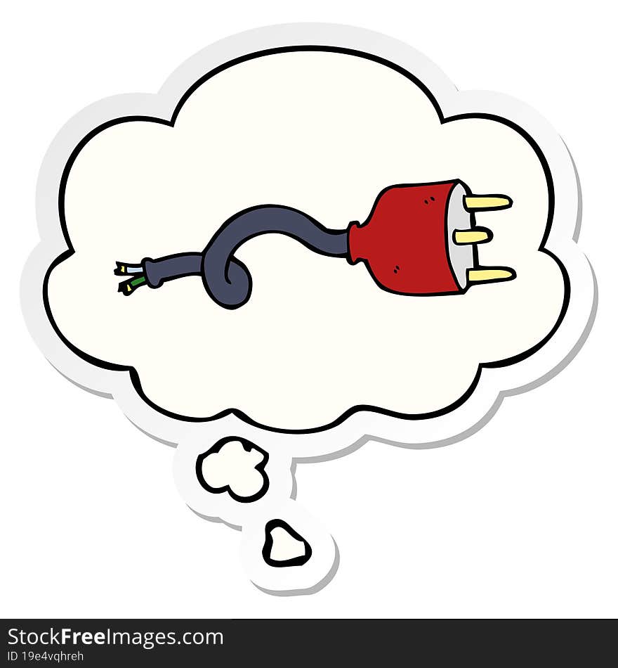 cartoon electrical plug and thought bubble as a printed sticker