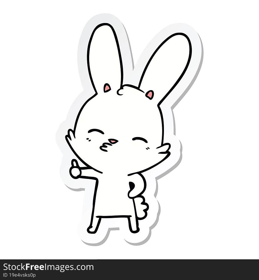 sticker of a curious bunny cartoon