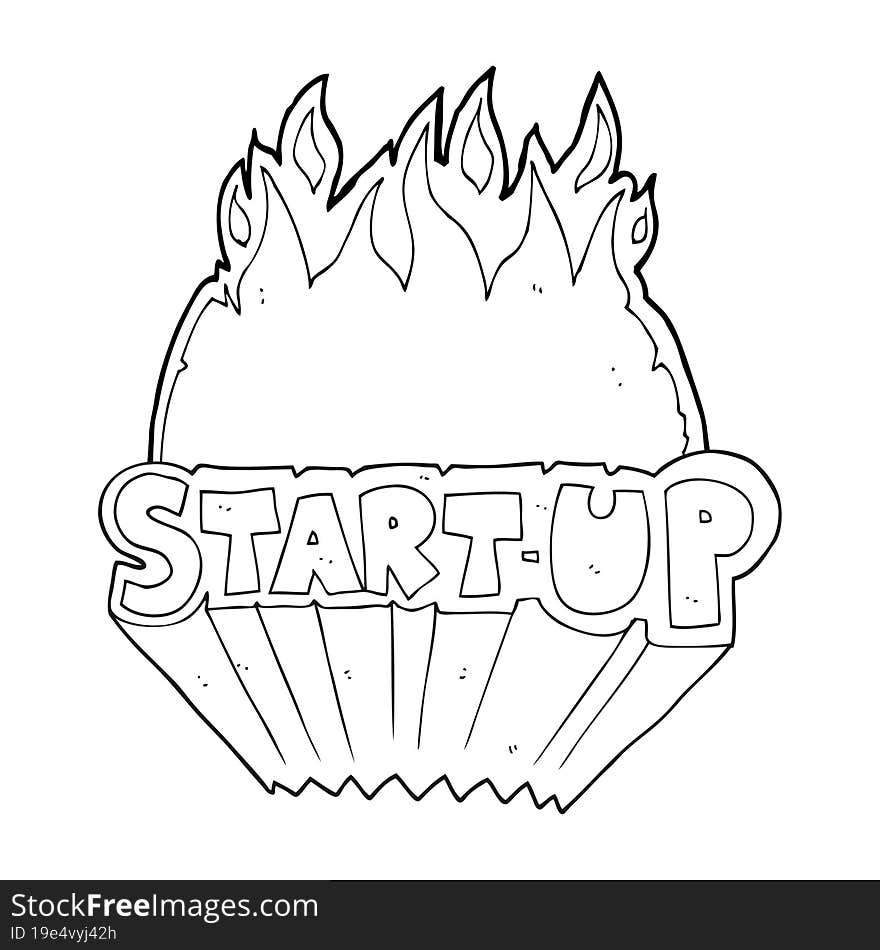 Black And White Cartoon Startup Symbol