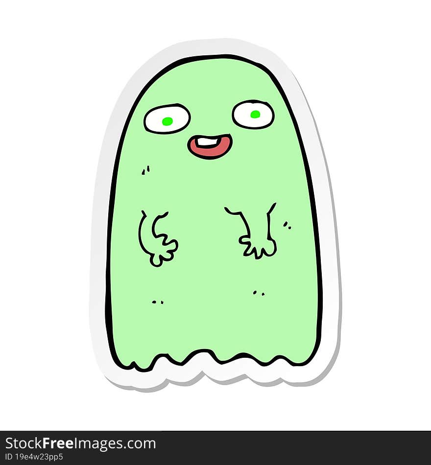 Sticker Of A Funny Cartoon Ghost