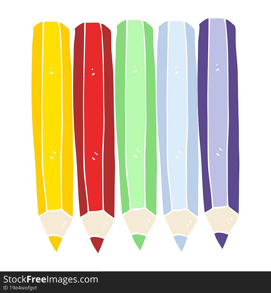 flat color illustration of color pencils. flat color illustration of color pencils