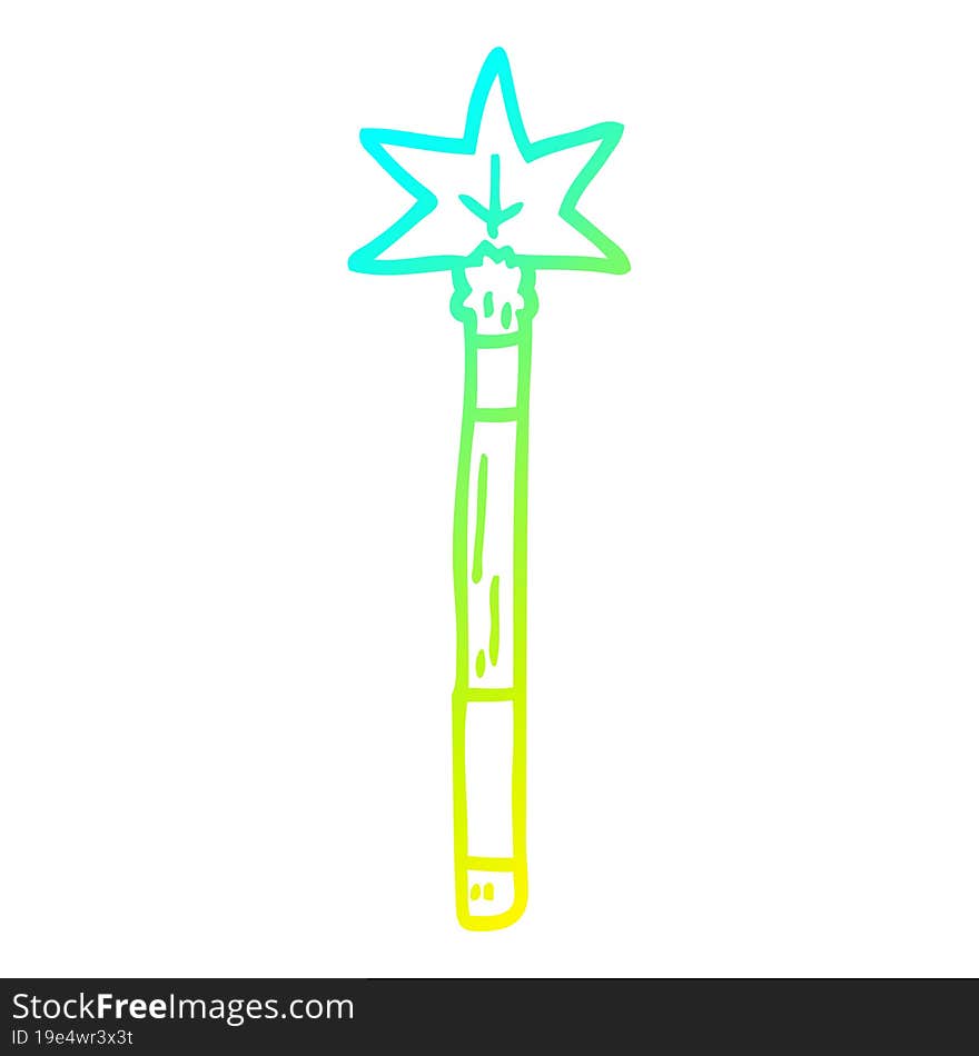 cold gradient line drawing of a cartoon wand