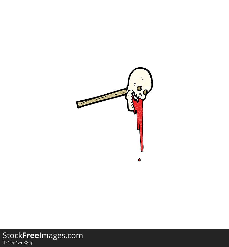 gross skull on stick cartoon