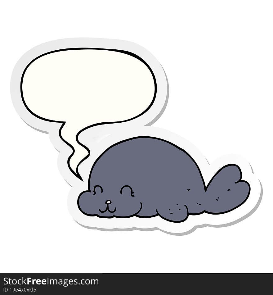 cute cartoon seal and speech bubble sticker