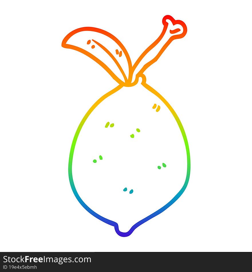 rainbow gradient line drawing cartoon lime fruit