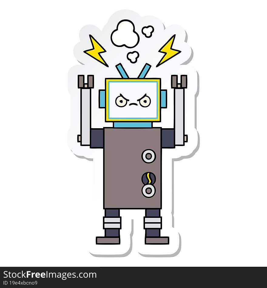 sticker of a cute cartoon robot