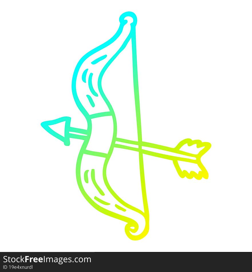 cold gradient line drawing cartoon bow and arrow