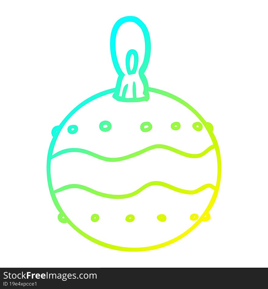 cold gradient line drawing of a christmas bauble decoration