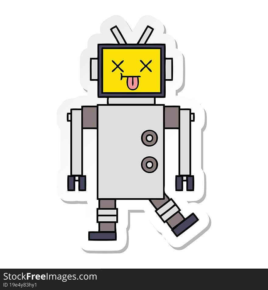 Sticker Of A Cute Cartoon Robot