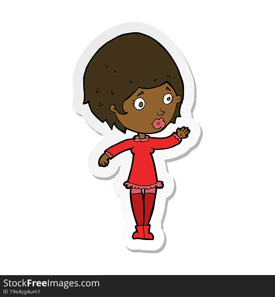 sticker of a cartoon pretty woman