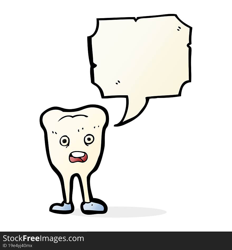 cartoon happy tooth with speech bubble