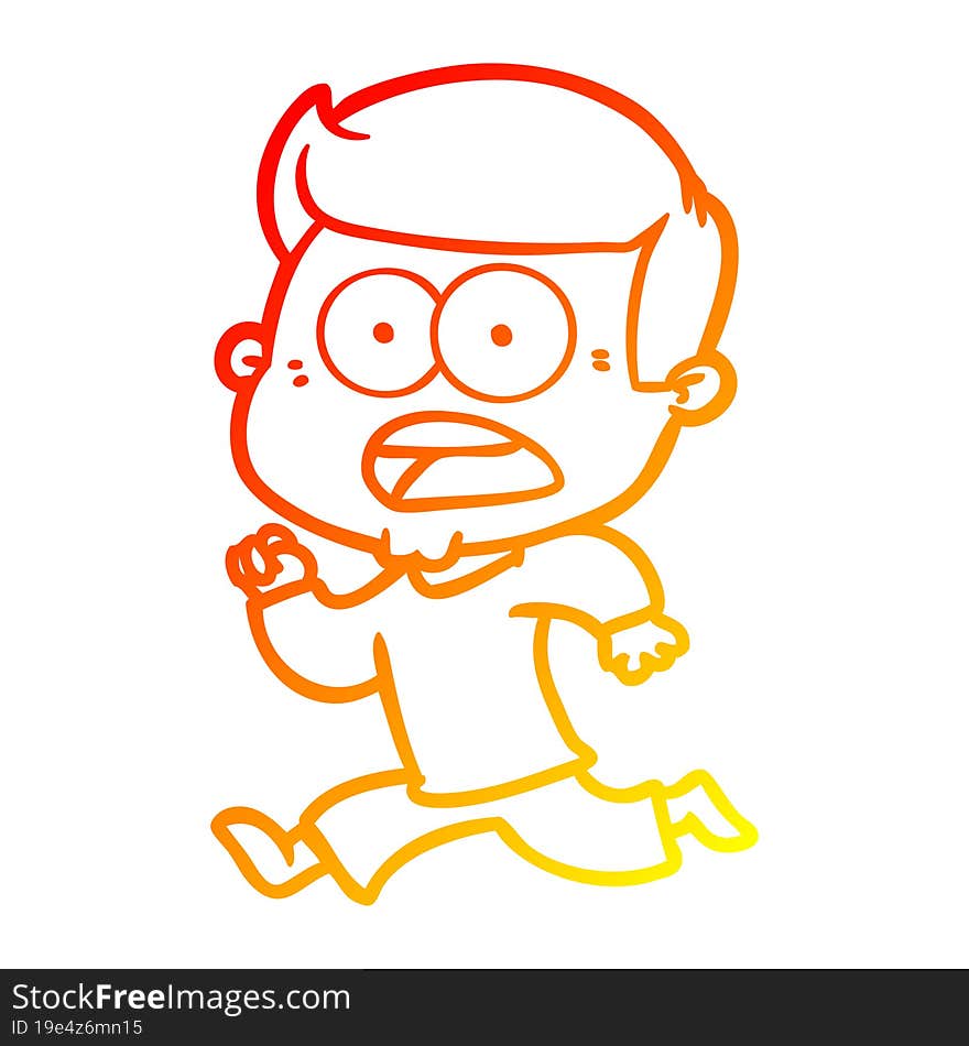 warm gradient line drawing cartoon shocked man