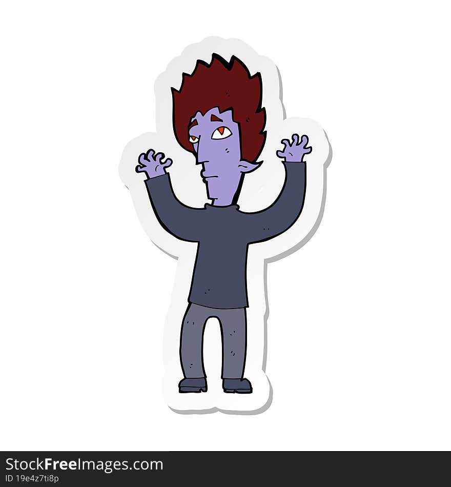 Sticker Of A Cartoon Vampire Giving Up